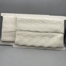 Vtg Lot of 2 Lace Trim Beige Flowers 3 Inch Wide Scalloped Approx 20 Yards EA