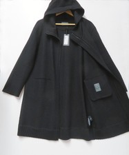 Rrp £469 Oska Size 1 (ch 59 Cm) Black 100% Wool Hooded Zip Relaxed Lilou Coat