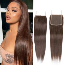 Brazilian Brown Straight 4x4“ Virgin Remy Human Hair Lace Top Closure For Women
