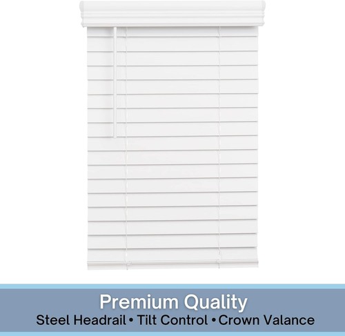 Durable 23" x 36" Cordless Faux Wood Blinds in Sophisticated Bright White - 第 6/11 張圖片
