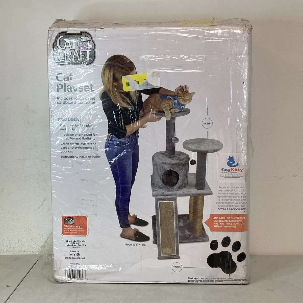 Cat Craft 45 in Condo and Scratching Post Cat Tree Tower Cat Playset w 2 Perches