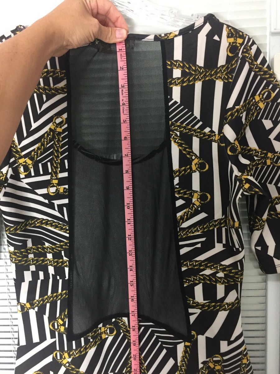 Women's Nicki Minaj Black White & Gold Low Back Mesh Dress Size XL | eBay