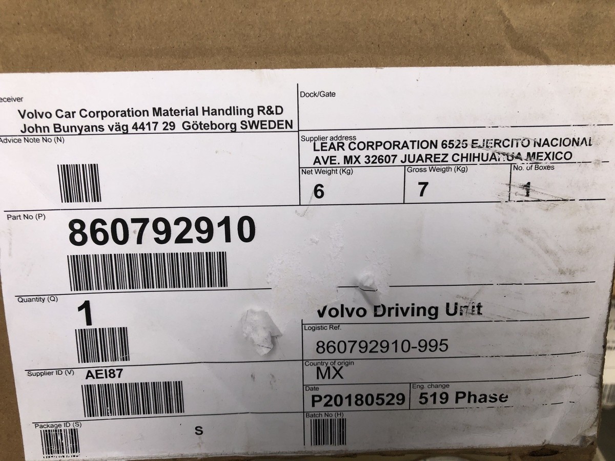 Volvo V60 Lear Corporation Driving Unit Wire Harness