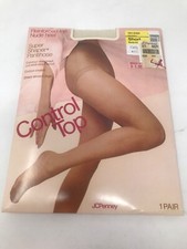 NOS VTG Super Shaper Control Top SHORT Bone White Pantihose Nylons