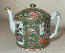 Antique Early 19th Century Chinese Export Rose Medallion Branch Porcelain Teapot