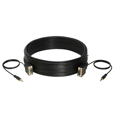 15FT - SVGA Male/Male + 3.5mm Aux Audio Cable Jack for Monitor PC Projector TV