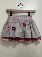 Pumpkin Patch Gray Embroidered Beaded Buttons Floral Ruffle Lined Skirt Sz 3