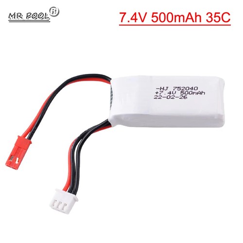 RC Battery 2PCS 7.4V 500mAh Lipo Battery Pack With 2-in-1 Charger For ...