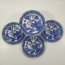 Blue Willow Saucer Plates Set of 4 Marked Japan 6 Inches Nice Deep Color