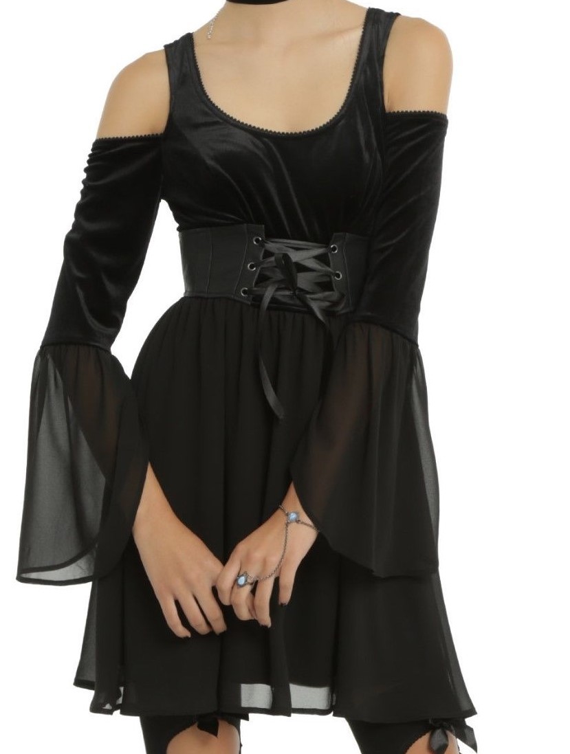 velvet corset dress long sleeve Black Velvet Mini Dress