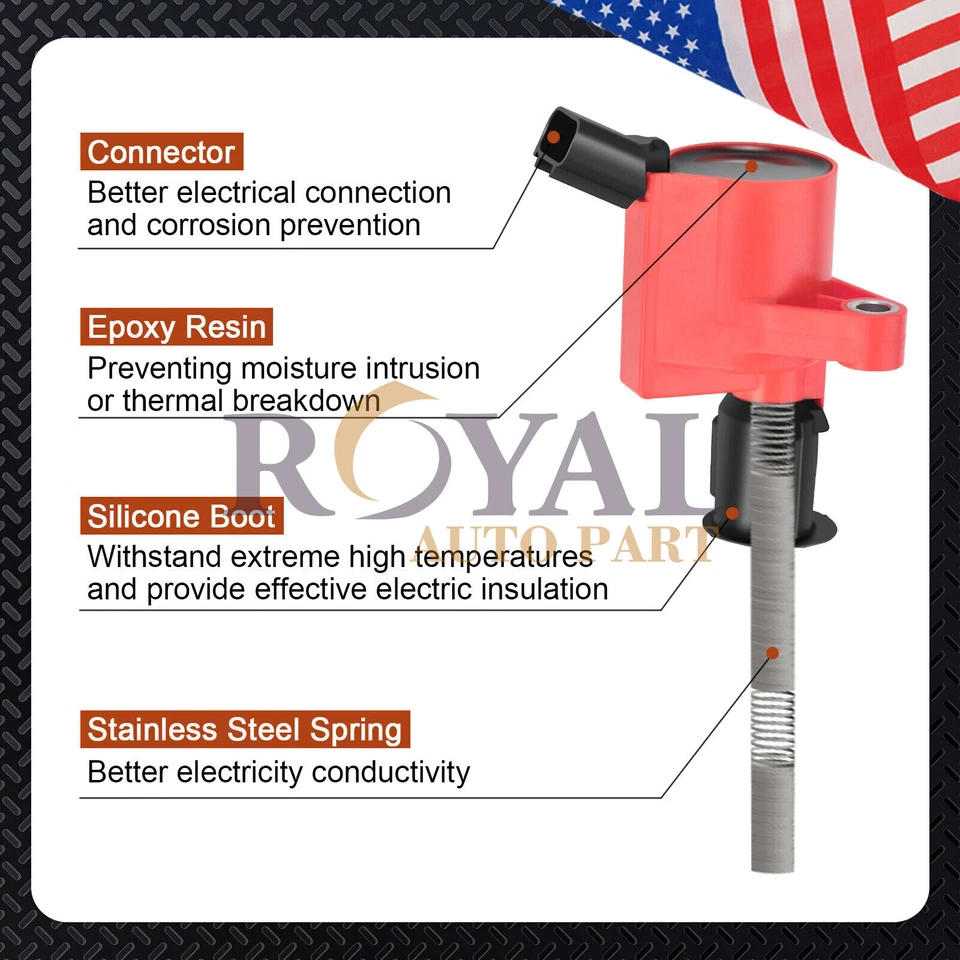 Ignition Coils DG508 & Motorcraft Spark Plugs SP479 for Ford Excursion F250 6.8L Foto 4 de 4