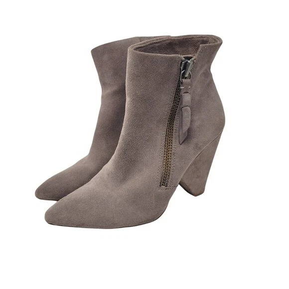 Splendid NEVA Suede Ankle Boots Booties Taupe Cone Heel SIze 8.5