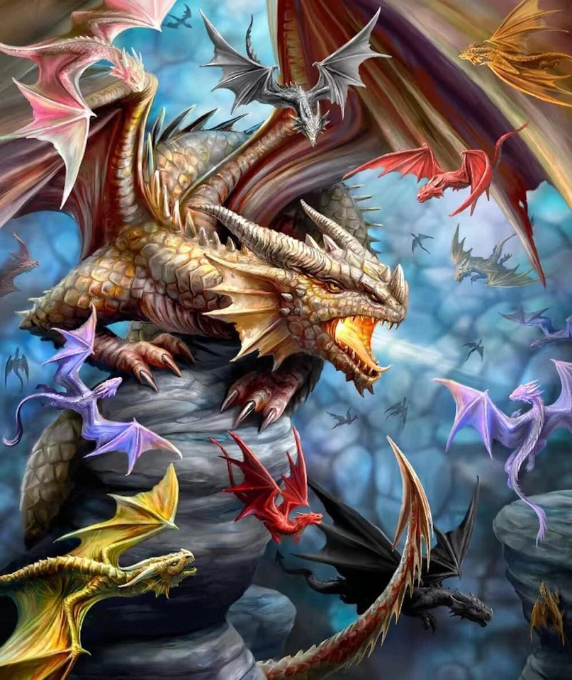 Дракон одеяло, плюшевый королева размер плед, коллаж драконов, фантазии, мягкий и теплый - Изображение 2 из 4