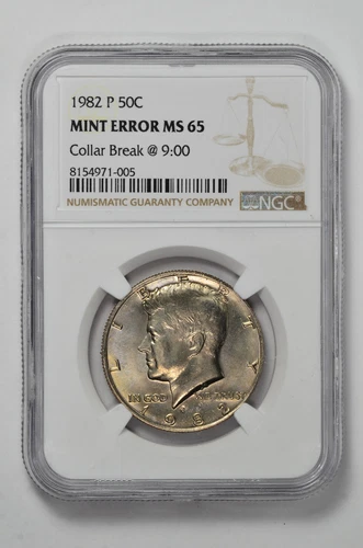 1982 P 50C Kennedy New Holder Half Dollar NGC MS 65 with Collar Break @ 9:00