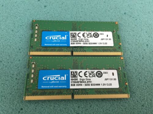 Crucial 16GB(2 x 8GB) CT8G4SFS832A.8FR1 DDR4-3200 SODIMM Laptop Memory RAM R441 - Zdjęcie 1 z 2