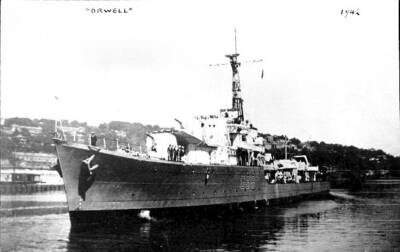 British Royal Navy Battleship HMS Orwell SHIPPING NAVAL OLD PHOTO