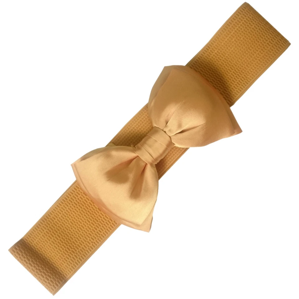 Banned Vintage Retro Stretch Gürtel Taillengürtel Bella Belt Schleife Goldfarben - Bild 1 von 1