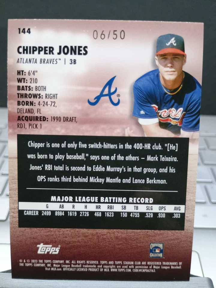 8-Chipper Jones Baseball cards 2-Numbered /50 - Image 4 of 4