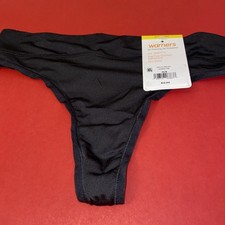 WARNERS BLACK NO PINCHING, NO PROBLEMS THONG PANTIES / MEDIUM / Size 6