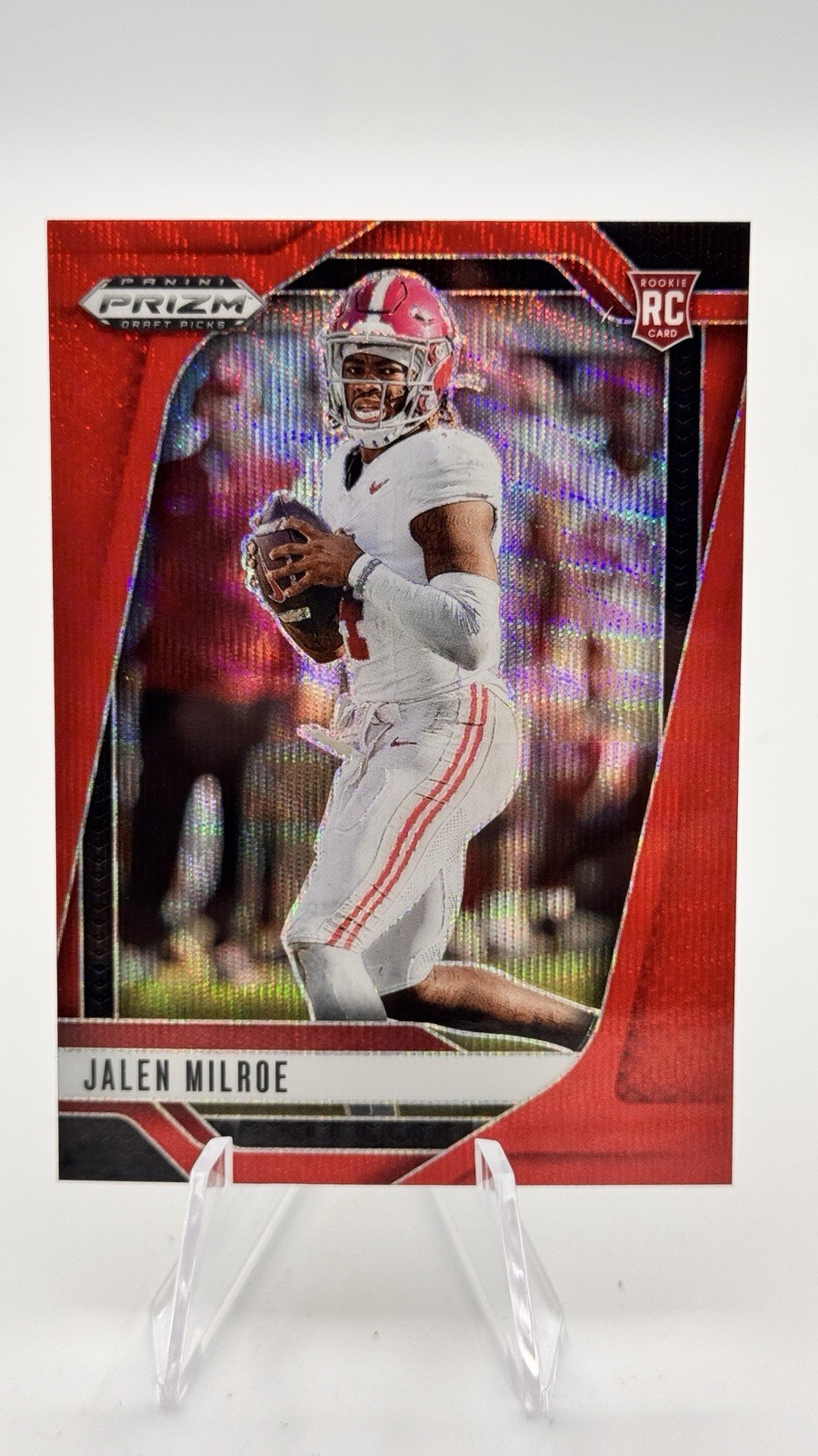 2025 Panini Prizm Draft Picks - Jalen Milroe #5 Ruby Wave Prizm (RC)