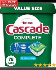 Cascade Complete Dishwasher-Pods ActionPacs Detergent Tabs Fresh Scent 78 Count