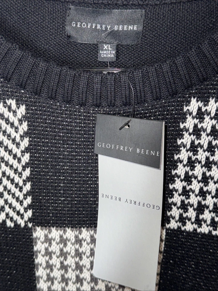 Suéter para hombre Geoffrey Beene X-grande 100 % algodón a cuadros nuevo con etiquetas 23” PTP Foto 3 de 4