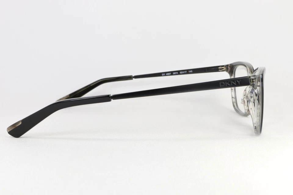 Monturas de gafas DKNY DY 4667 3674 en negro sobre gris a rayas 52-17-140 Flex R91 Foto 3 de 4