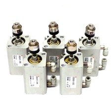 (Lot of 5) SMC Pneumatic Air Cylinder CDQ2A20-30DC w/ JA15-5-080 Floating Joint