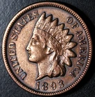 1893 INDIAN HEAD CENT - With LIBERTY & DIAMONDS - XF EF