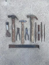 Vintage Lot Of Assorted Hardware And Tools: Hammers, Files, Pilers.. etc