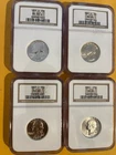 LOT OF 4  WASHINGTON_ QUARTERS_ 90% SILVER_ NGC MS65 _1959D, 1961D, 1963D & 1964