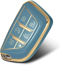 Soft TPU Key Fob Cover Case Compatible with 6-Button Escalade CTS Color: Gray