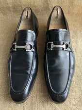 SALVATORE FERRAGAMO Men's Black Leather Gancini Loafers Size US 9 EE  UK 8