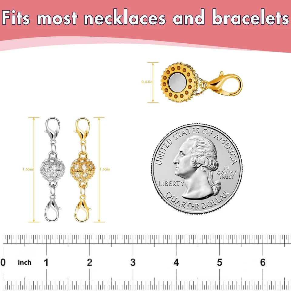 Magnetic Necklace Clasps and Closures with Lobster Clasp, 14K Gold & Silver Magn - Image 2 of 4