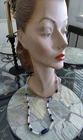 Vintage 60s Unique Necklace/Milkglass & Cloisonne Stones/Terrific  Color Combo!