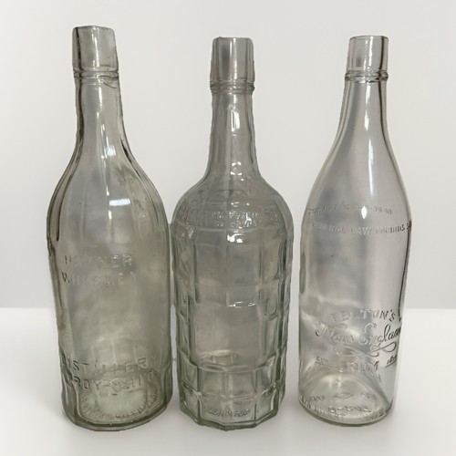 Vintage 1930s-1940s Liquor Bottle Lot of 3 - Hayner Whiskey Felton's Rum