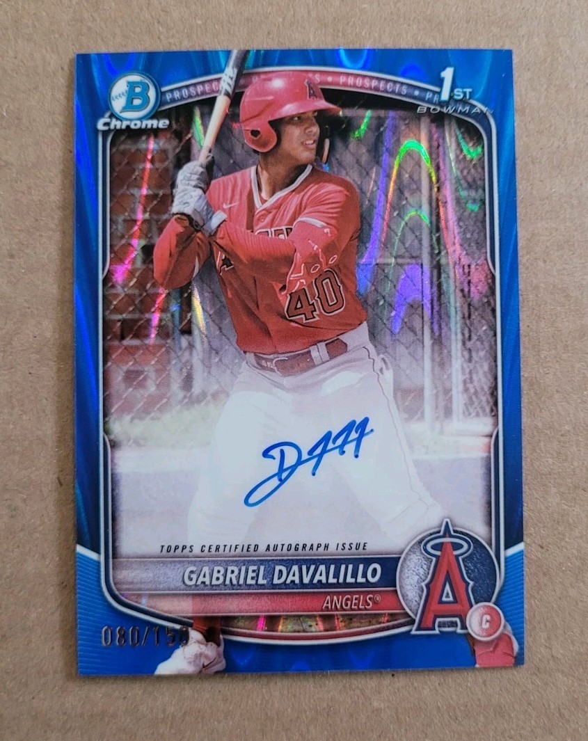 Gabriel Davalillo 2025 Bowman Chrome 1st Bowman Blue Raywave Auto /150 SP Angels