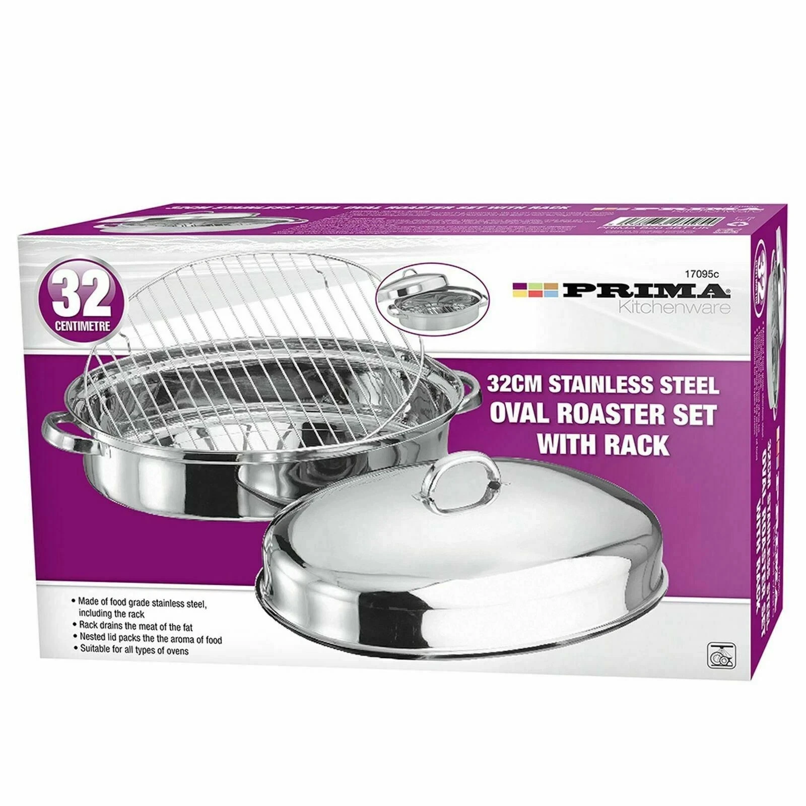 Stainless Steel Roasting Mini Oven Pan Dish Meat Roaster Tin Grill Rack Set Lid
Opens in a new windo