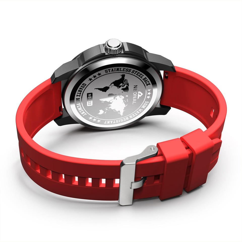 Sport Field Watch for Men Black Tactical Watch 50M Waterproof 24 Hour ...