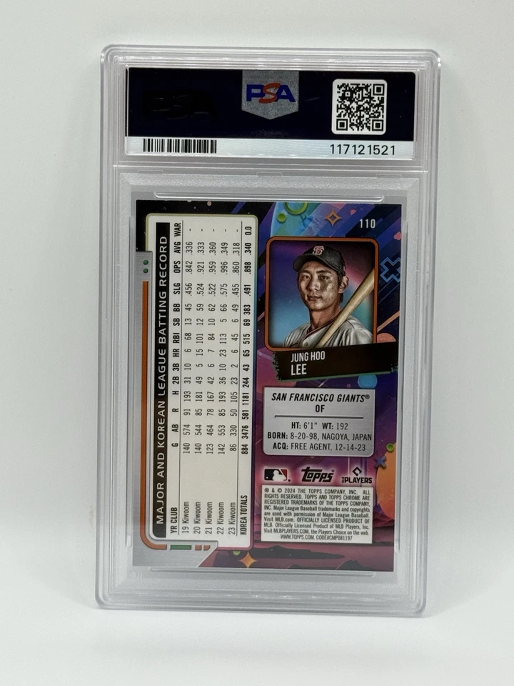 2024 Topps Chrome Cosmic JUNG HOO LEE RC /150 Purple Nebula #110 Rookie PSA 9 - Image 2 of 2
