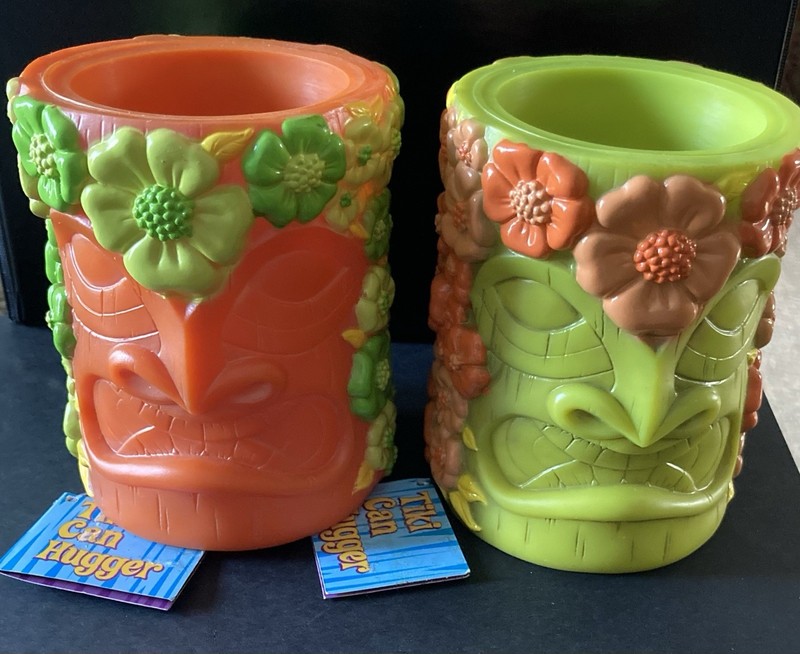 ~OtMik Tiki Can Hugger~Lot Of 2~Can Koozie~Orange & Green~NWT~