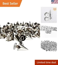 Versatile 200 Sets of 9.5mm Silver Cone Spikes - Perfect for Leather and More