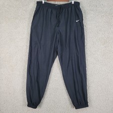 Vintage 90s Nike Lined Track Pants Men's XL Black Nylon Polyester Windbreaker