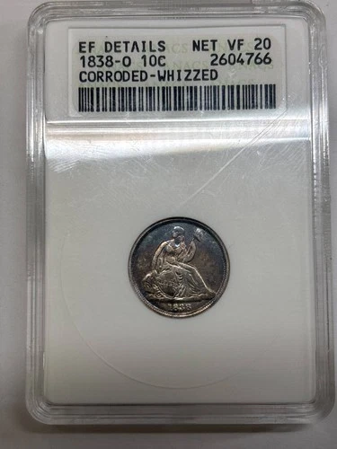 1838 O Liberty Seated Dime ANACS VF-20 CORRODED-WHIZZED