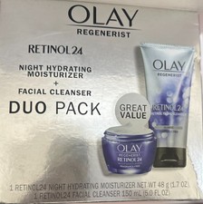 Olay Regenerist Retinol 24, Night Hydrating Moisturizer Facial Cleanser,Duo Pack
