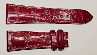 Jean Rousseau Paris Bracelet De Montre Cuir Serpent Rouge 19/14mm - Photo 1/2