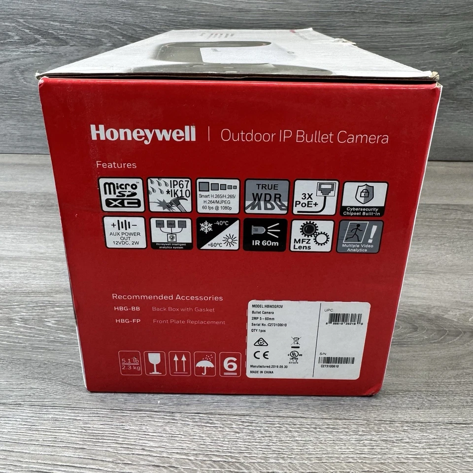 Honeywell HBW2GR3 2MP 5-50mm Network Low-Light IR Indoor / Outdoor Bullet Camera - Image 4 of 4