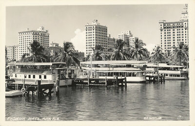 Excursion boats, Miami, Fla. 1910  RPPC Photo Postcard Copy