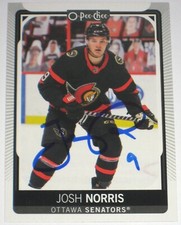 JOSH NORRIS SIGNED 21-22 O-PEE-CHEE OTTAWA SENATORS CARD AUTOGRAPH AUTO!!