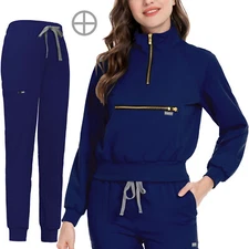 Stretch Nurse Scrub Women Long Sleeve Tops Jogger Pants Medical Women Uniform